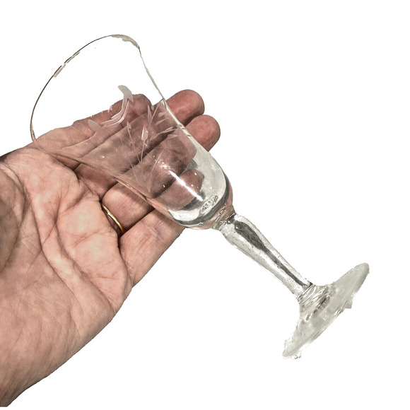 Vintage Etched Clear Crystal Cordial Glasses Flare Rim Set of 6 Mid Century Bar - Picture 6 of 10